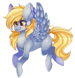 Size: 1024x1065 | Tagged: safe, artist:starshame, derpibooru import, derpy hooves, pegasus, pony, flying, grin, smiling, solo