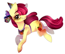 Size: 1391x1159 | Tagged: safe, artist:starshame, derpibooru import, apple bloom, earth pony, pony, fanfic:muffins, female, hair over one eye, mare, ow the edge, simple background, solo, transparent background