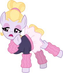 Size: 3001x3442 | Tagged: safe, artist:cloudyglow, derpibooru import, hoofer steps, pony, on your marks, clothes, eyeshadow, female, leg warmers, makeup, open mouth, simple background, solo, transparent background, tutu, vector