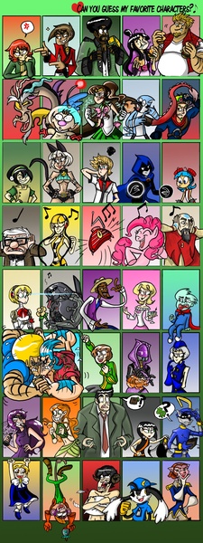 Size: 1275x3400 | Tagged: safe, artist:scruffypalmtrees, derpibooru import, discord, izzy moonbow, pinkie pie, pikmin, pony, ace attorney, avatar the last airbender, bobobo-bo bo-bobo, brave little toaster, captain amelia, class of 3000, el tigre, elesa, franky, jak, jak and daxter, kim pine, klonoa, konjiki no gash bell, legion, mass effect, megas xlr, minene uryu, mirai nikki, mordecai, one piece, pajama sam, pokémon, radio (brave little toaster), raimundo pedrosa, raven (teen titans), regular show, roxas, sailor moon, scott pilgrim vs the world, skullgirls, sly cooper, sunny bridges, tali'zorah vas normandy, tenzin, the legend of korra, toph bei fong, total drama, total drama island, treasure planet, wallet, xiaolin showdown, zatch bell