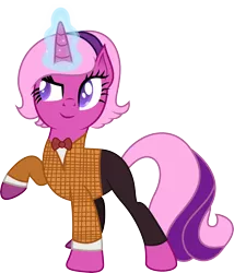 Size: 3930x4594 | Tagged: safe, artist:illumnious, derpibooru import, oc, oc:flares midnight, unofficial characters only, pony, unicorn, absurd resolution, clothes, costume, crossover, doctor who, eleventh doctor, magic, simple background, solo, transparent background