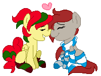 Size: 200x150 | Tagged: safe, artist:befishproductions, derpibooru import, oc, oc:attraction, oc:ponepony, unofficial characters only, earth pony, pegasus, pony, animated, attypone, boop, clothes, female, gif, heart, mare, noseboop, pixel art, scarf, simple background, socks, striped socks, transparent background