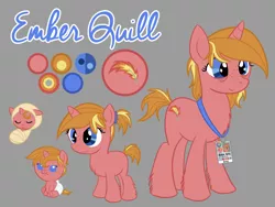 Size: 1280x960 | Tagged: safe, artist:ask-ember-quill, derpibooru import, oc, oc:ember quill, unofficial characters only, pony, unicorn, female, filly, foal, reference sheet, solo