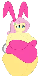 Size: 2006x3584 | Tagged: suggestive, artist:shitigal-artust, derpibooru import, fluttershy, human, equestria girls, arm behind back, bbw, belly, big belly, big breasts, breasts, bunny ears, bunny suit, bunnyshy, busty fluttershy, cleavage, clothes, fat, fattershy, female, huge belly, huge breasts, image, leotard, obese, playboy bunny, png, sexy, simple background, solo, solo female, ssbbw, transparent background, vector