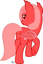 Size: 2026x2998 | Tagged: safe, alternate version, artist:arifproject, derpibooru import, vector edit, oc, oc:downvote, ponified, unofficial characters only, bat pony, pony, derpibooru, derpibooru ponified, fangs, female, hairclip, looking at you, looking back, mare, meta, race swap, rear view, simple background, slit eyes, smiling, solo, transparent background, underhoof, vector