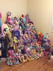 Size: 1936x2592 | Tagged: safe, artist:ponylover88, derpibooru import, applejack, fluttershy, pinkie pie, rainbow dash, rarity, twilight sparkle, twilight sparkle (alicorn), alicorn, pony, collection, irl, mane six, photo, plush madness, plushie