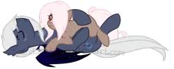 Size: 1023x407 | Tagged: safe, artist:ipandacakes, derpibooru import, oc, oc:chronos, oc:coco blossom, unofficial characters only, bat pony, earth pony, pony, female, male, mare, offspring, on back, parent:doctor whooves, parent:fluttershy, parent:princess luna, parent:unnamed oc, parents:canon x oc, parents:doctorshy, parents:guardluna, pony pillow, simple background, sleeping, stallion, transparent background
