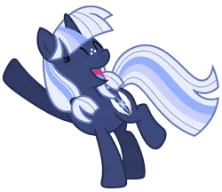 Size: 7810x6738 | Tagged: safe, artist:estories, derpibooru import, oc, oc:silverlay, unofficial characters only, pony, unicorn, absurd resolution, cute, eyes closed, female, happy, mare, ocbetes, raised leg, silvabetes, simple background, solo, transparent background, vector