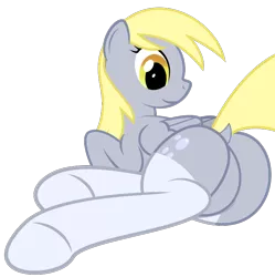 Size: 740x743 | Tagged: suggestive, artist:derphed, derpibooru import, derpy hooves, pegasus, pony, .svg available, bubble butt, clothes, dock, featureless crotch, female, mare, plot, simple background, socks, solo, solo female, svg, vector