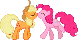 Size: 1930x1000 | Tagged: applejack, applepie, artist:storfulsten, boop, derpibooru import, eyes closed, female, lesbian, noseboop, nuzzling, pinkie pie, safe, shipping, simple background, transparent background