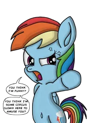 Size: 5100x7020 | Tagged: safe, artist:saburodaimando, derpibooru import, rainbow dash, pony, absurd resolution, belly button, bipedal, dialogue, goodfellas, joe pesci, pointing, simple background, solo, transparent background