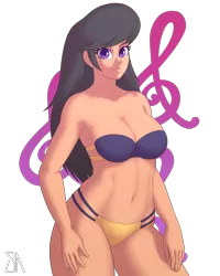 Size: 2400x3000 | Tagged: artist:souladdicted, belly button, bikini, bra, breasts, busty octavia, clothes, derpibooru import, female, human, human coloration, humanized, octavia melody, panties, pinup, pose, solo, solo female, strapless bikini, stupid sexy octavia, suggestive, swimsuit, underwear