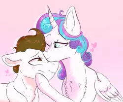 Size: 1024x846 | Tagged: artist:shiny-cooler, chest fluff, crack shipping, cute, derpibooru import, female, floppy ears, heart, kissing, male, older, pound cake, poundflurry, princess flurry heart, safe, shipping, simple background, straight