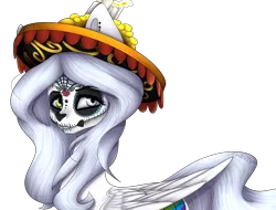 Size: 4200x3200 | Tagged: safe, artist:yeadatchantilly, derpibooru import, oc, unofficial characters only, pegasus, pony, absurd resolution, candle, dia de los muertos, female, mare, simple background, solo, sombrero, transparent background