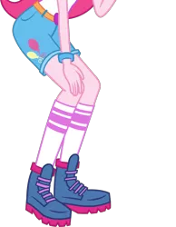 Size: 1320x1699 | Tagged: safe, artist:imperfectxiii, artist:teentitansfan201, derpibooru import, edit, vector edit, pinkie pie, equestria girls, legend of everfree, boots, bracelet, clothes, cropped, hands on knees, legs, pictures of legs, shorts, simple background, socks, solo, transparent background, vector