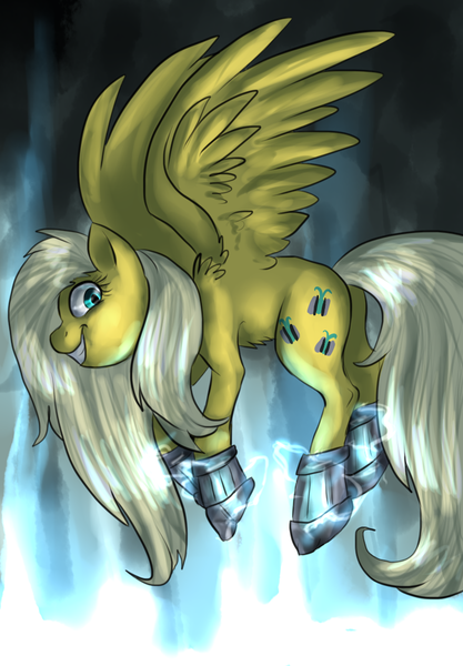 Size: 770x1108 | Tagged: safe, artist:not-ordinary-pony, derpibooru import, oc, oc:psychoshy, unofficial characters only, pegasus, pony, fallout equestria, fallout equestria: project horizons, electricity, power hoof, solo