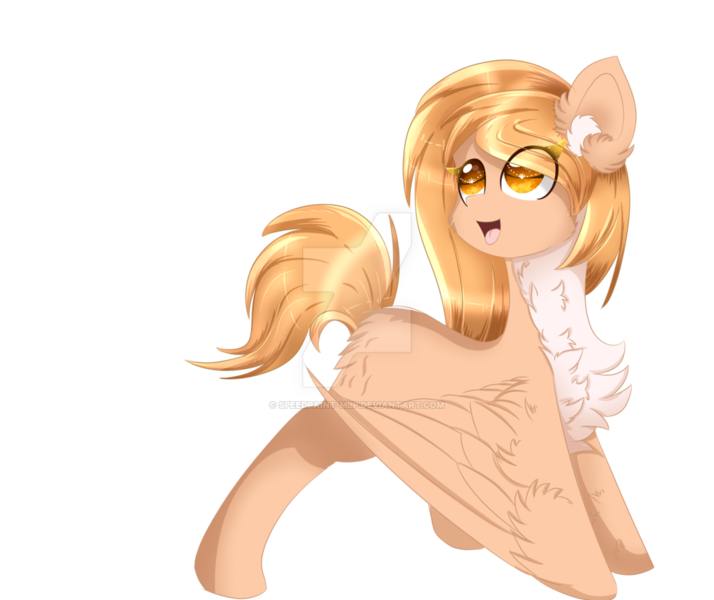 Size: 1024x860 | Tagged: safe, artist:little-sketches, derpibooru import, oc, oc:feather flower, unofficial characters only, pegasus, pony, chest fluff, colored pupils, eye clipping through hair, female, fluffy, mare, simple background, solo, transparent background, watermark, wyvernous pegasus