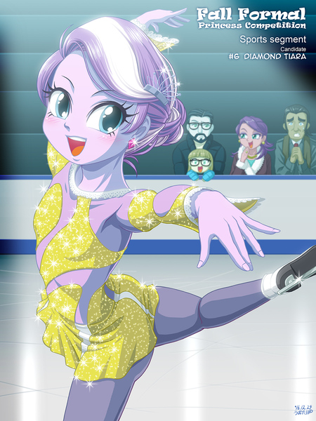 Size: 900x1200 | Tagged: safe, artist:uotapo, derpibooru import, diamond tiara, filthy rich, nightjar, spoiled rich, zippoorwhill, equestria girls, :d, armpits, background human, beautiful, blushing, clothes, confused, cute, diamondbetes, dress, ear piercing, earring, equestria girls-ified, fall formal, fall formal princess competition, father and daughter, female, figure skating, frown, glasses, gritted teeth, happy, ice skating, japanese, jewelry, leggings, lidded eyes, looking at you, makeup, male, misleading thumbnail, nervous, noblewoman's laugh, open mouth, pantyhose, piercing, pose, raised eyebrow, raised leg, scared, skates, skirt, skirt lift, smiling, solo focus, sparkles, spoiled cute, sweat, sweatdrop, watching, wide eyes, zippoorbetes