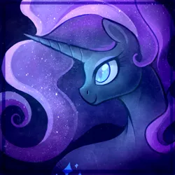 Size: 2000x2000 | Tagged: safe, artist:thenecrobalam, derpibooru import, nightmare rarity, rarity, pony, unicorn, album cover, bust, color porn, colored pupils, gatopaint, portrait, profile, shadowcatkirara, solo, song reference