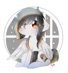 Size: 1617x1718 | Tagged: safe, artist:windymils, derpibooru import, oc, oc:insa, unofficial characters only, pegasus, pony, crying, female, mare, sitting, solo