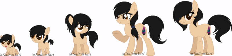 Size: 900x217 | Tagged: safe, artist:t-aroutachiikun, derpibooru import, oc, oc:lovely cupcake, unofficial characters only, earth pony, pony, age progression, baby, baby pony, female, filly, mare, simple background, solo, transparent background