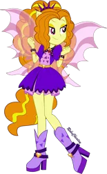 Size: 1547x2495 | Tagged: safe, alternate version, artist:robocheatsy, derpibooru import, adagio dazzle, equestria girls, rainbow rocks, boots, clothes, dress, female, fin wings, fist, high heel boots, pendant, ponied up, simple background, smiling, solo, spikes, transparent background, vector