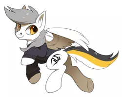 Size: 1128x898 | Tagged: safe, artist:hioshiru, derpibooru import, oc, oc:kej, unofficial characters only, pegasus, pony, clothes, male, simple background, smiling, solo, stallion, sweater, white background