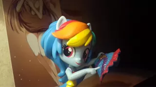 Size: 3264x1836 | Tagged: safe, artist:synch-anon, derpibooru import, rainbow dash, equestria girls, clothes, doll, equestria girls minis, irl, miniskirt, photo, skirt, skirt lift, solo, toy