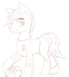 Size: 802x897 | Tagged: artist:redsketch, derpibooru import, football, monochrome, oc, safe, simple background, solo, unofficial characters only, white background