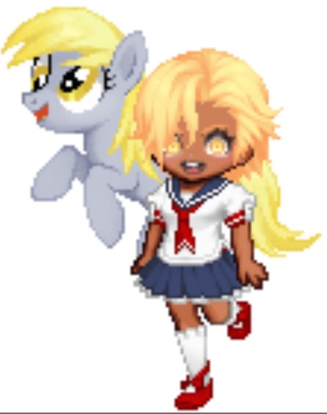 Size: 759x959 | Tagged: clothes, dark skin, derpibooru import, derpy hooves, gaia online, ganguro, human, humanized, safe, schoolgirl, school uniform