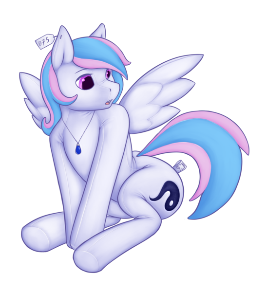 Size: 2000x2191 | Tagged: safe, artist:daf, derpibooru import, oc, oc:starburn, unofficial characters only, original species, pegasus, plush pony, pony, female, implied transformation, jewelry, living doll, necklace, plushie, price tag, solo, transformation