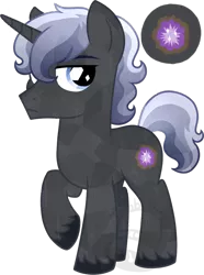 Size: 520x700 | Tagged: safe, artist:tambelon, derpibooru import, oc, oc:obsidian, unofficial characters only, pony, unicorn, cutie mark, offspring, parent:oc:opalescent pearl, parent:oc:prince topaz, parents:oc x oc, simple background, solo, transparent background, watermark