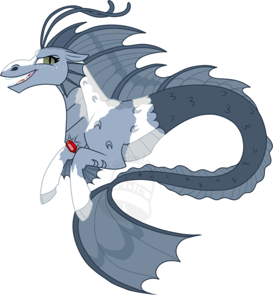 Size: 649x700 | Tagged: safe, artist:tambelon, derpibooru import, oc, oc:treble, unofficial characters only, siren, piebald coloring, ponysona, simple background, siren oc, solo, transparent background, watermark