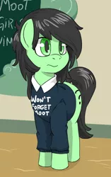 Size: 588x939 | Tagged: safe, artist:lockhe4rt, derpibooru import, oc, oc:anonfilly, unofficial characters only, earth pony, pony, 4chan, clothes, cutie mark, female, filly, moot, polo shirt, question mark, solo