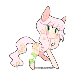 Size: 400x395 | Tagged: safe, artist:riouku, derpibooru import, oc, oc:star streak, unofficial characters only, earth pony, pony, blushing, cute, female, mare, simple background, smiling, solo