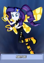 Size: 1024x1448 | Tagged: safe, artist:jucamovi1992, derpibooru import, rarity, equestria girls, alternate hairstyle, boots, bumblebee, crossover, dc comics, dc universe, smiling, solo, teen titans, weapon