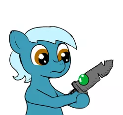 Size: 640x600 | Tagged: safe, artist:ficficponyfic, artist:minus, derpibooru import, oc, oc:larimar, unofficial characters only, earth pony, pony, colt quest, alternate color palette, blade, child, color, colored, colt, foal, frown, gem, male, solo, sword, weapon