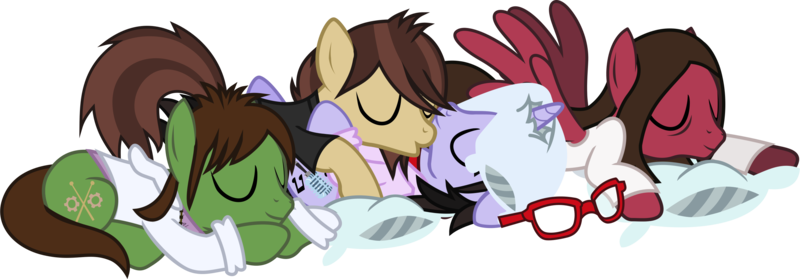 Size: 3074x1074 | Tagged: safe, artist:lightningbolt, derpibooru import, ponified, changeling, earth pony, pegasus, pony, unicorn, .svg available, bags under eyes, brendon urie, brent wilson, clothes, cuddling, disguise, disguised changeling, eyes closed, glasses, group, hoodie, horn impalement, hug, kissing, male, on back, on floor, open mouth, panic! at the disco, pile, pillow, pony pillow, prone, ryan ross, shirt, simple background, sleeping, smiling, spencer smith, spread wings, stallion, svg, t-shirt, transparent background, undershirt, unicorn problems, vector, zipper