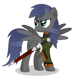 Size: 6500x6500 | Tagged: safe, artist:dolphinfox, derpibooru import, oc, oc:silvia rhea wing, unofficial characters only, pegasus, pony, 2013, absurd resolution, cutie mark, officer, scar, simple background, solo, sword, transparent background, vector, weapon