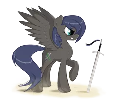 Size: 1800x1500 | Tagged: safe, artist:stein-more, derpibooru import, oc, oc:silvia rhea wing, unofficial characters only, pegasus, pony, 2013, scar, simple background, solo, sword, transparent background, weapon