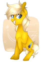 Size: 1024x1530 | Tagged: safe, artist:slasharu, derpibooru import, oc, oc:lightning star, unofficial characters only, earth pony, pony, colored pupils, female, mare, raised hoof, sitting, solo