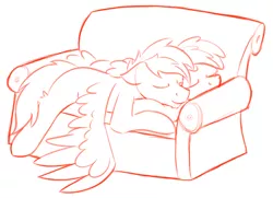 Size: 837x606 | Tagged: safe, artist:moemneop, derpibooru import, oc, oc:kami, oc:lukida, unofficial characters only, bat pony, pegasus, pony, couch, female, lukami, male, mare, monochrome, pony pillow, prone, sketch, sleeping, stallion