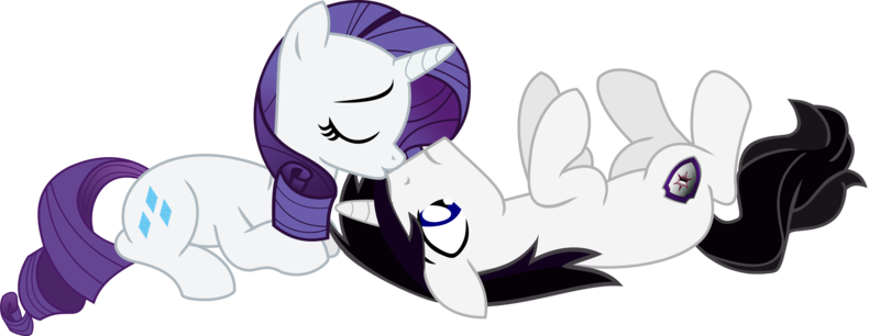 Size: 10980x4201 | Tagged: safe, artist:barrfind, derpibooru import, rarity, oc, oc:barrfind, pony, unicorn, absurd resolution, canon x oc, cutie mark, eyes closed, female, kissing, lying, male, nose kiss, on back, rarifind, shipping, simple background, straight, transparent background, vector