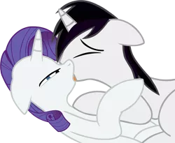 Size: 2651x2176 | Tagged: suggestive, artist:barrfind, derpibooru import, rarity, oc, oc:barrfind, pony, unicorn, canon x oc, cuddling, eyes closed, female, kissing, love, male, rarifind, shipping, simple background, snuggling, straight, transparent background, vector