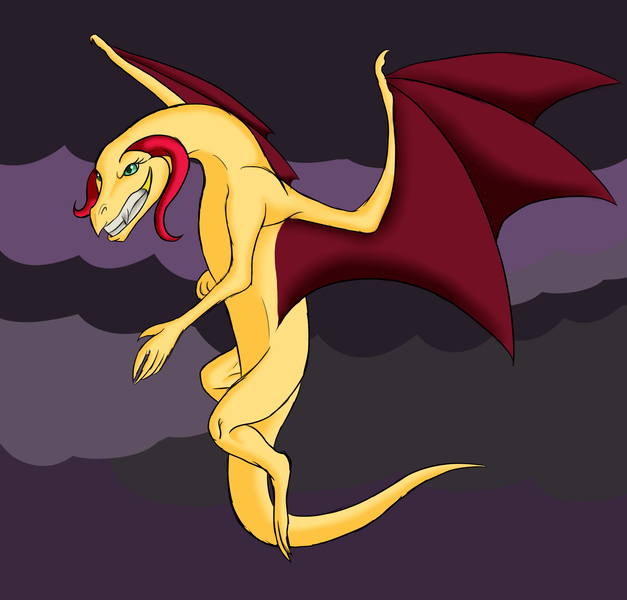 Size: 2300x2200 | Tagged: artist:vchart920, derpibooru import, dragon, dragonified, safe, solo, species swap, spread wings, sunset dragon, sunset satan, sunset shimmer