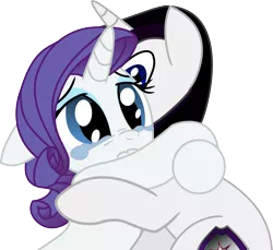 Size: 2866x2628 | Tagged: safe, artist:barrfind, derpibooru import, rarity, oc, oc:barrfind, pony, unicorn, canon x oc, consoling, couple, crying, female, hug, male, rarifind, sad, shipping, simple background, straight, transparent background, vector
