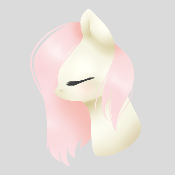 Size: 1024x1024 | Tagged: artist:daringpineapple, bust, derpibooru import, eyes closed, fluttershy, no mouth, pink background, portrait, profile, safe, simple background, solo