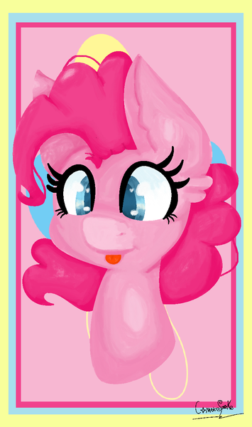 Size: 745x1260 | Tagged: safe, artist:cometsparke, derpibooru import, pinkie pie, earth pony, pony, bust, female, mare, ms paint, portrait, solo, tongue out