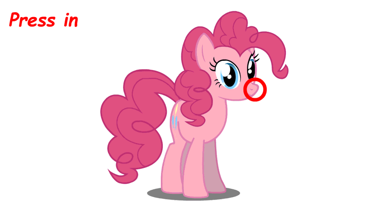 Size: 1280x720 | Tagged: dead source, safe, artist:slushnstuff, derpibooru import, pinkie pie, earth pony, pony, animated, blinking, boop, cute, female, frown, gif, interactive, looking at you, mare, nose wrinkle, raised eyebrow, raised hoof, scrunchy face, simple background, smiling, solo, surprised, white background