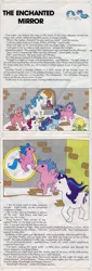 Size: 578x1708 | Tagged: safe, derpibooru import, official, baby firefly, baby glory, firefly, glory, majesty, moondancer (g1), sparkler (g1), spike, twilight sparkle, dragon, pegasus, pony, unicorn, comic:my little pony (g1), baby, baby ponies, baby pony, birth, clone, comic, creation, double inside out loop, dream castle, g1, magic mirror, origin, origin story, pony reproduction, story, text, the enchanted mirror, twirled her magic horn, wat, wish
